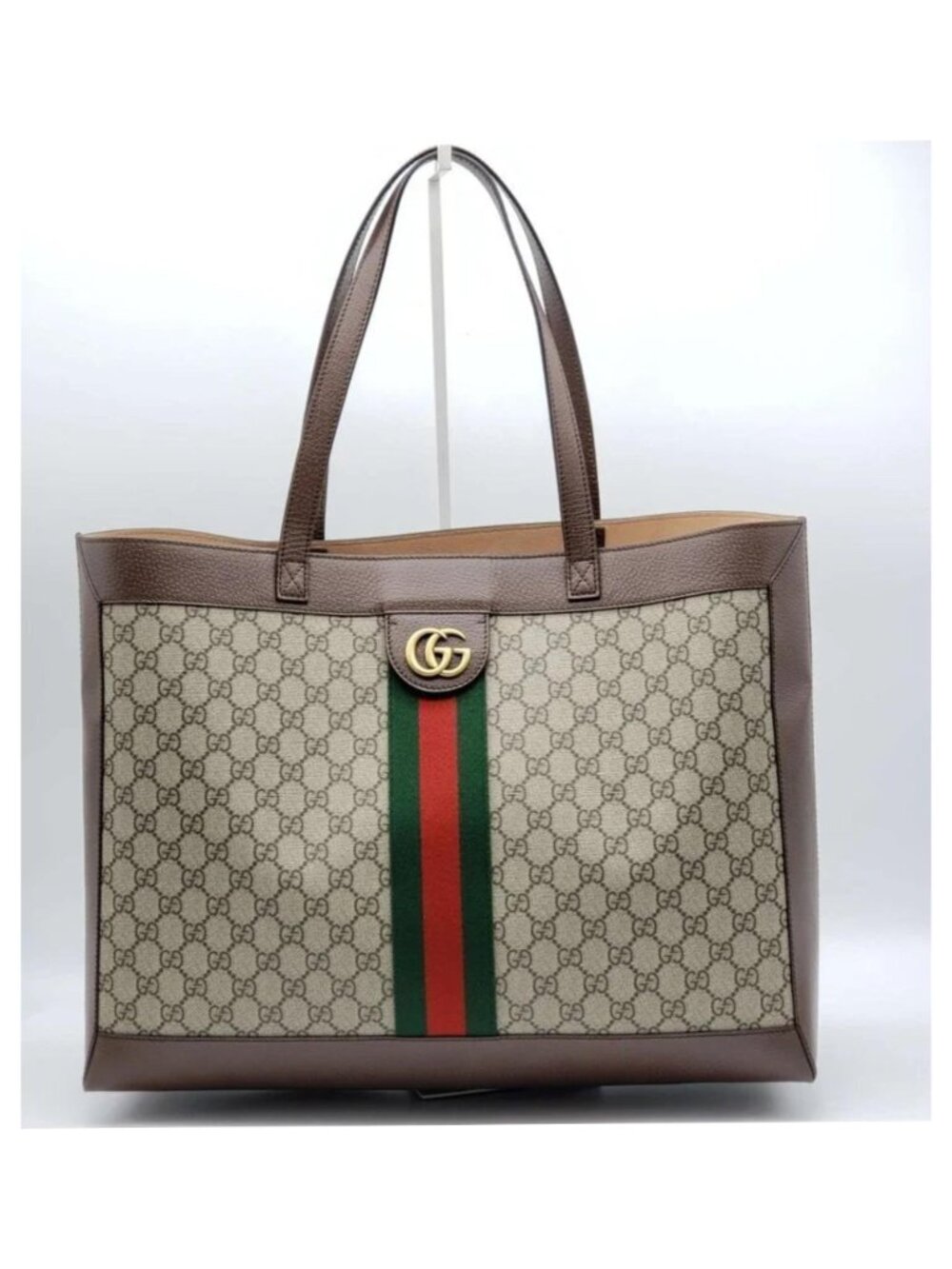 Authentic Gucci Ophidia GG Supreme Canvas Large Tote Bag Web Stripe Shoulder Bag - Picture 2 of 15